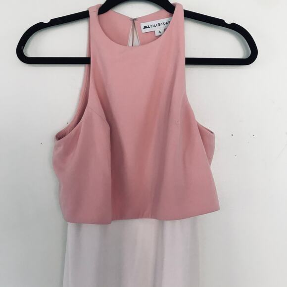 Jill Stuart BHLDN Iva Crepe Blush Pink Duo Two Tone Gown Maxi Dress Women Size 4 - Picture 4 of 9